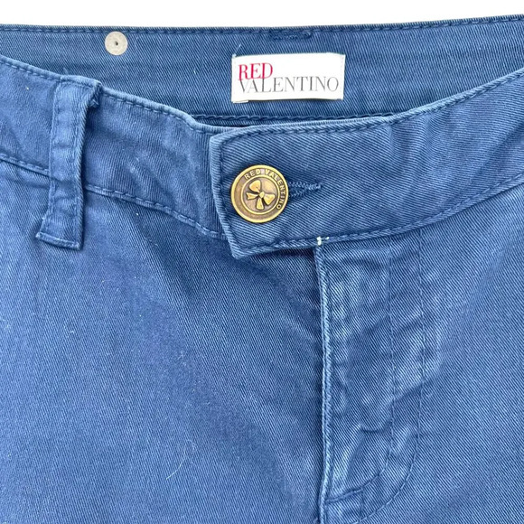 RED Valentino‎ Navy Blue Cargo Pants Ankle Skinny Bow Detail Size - Picture 4 of 12